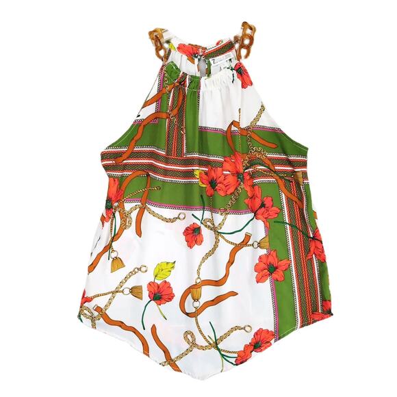 New York & Co Tort-Link Straps Floral Handkerchief Halter Top 7th Avenue Design - Picture 1 of 7